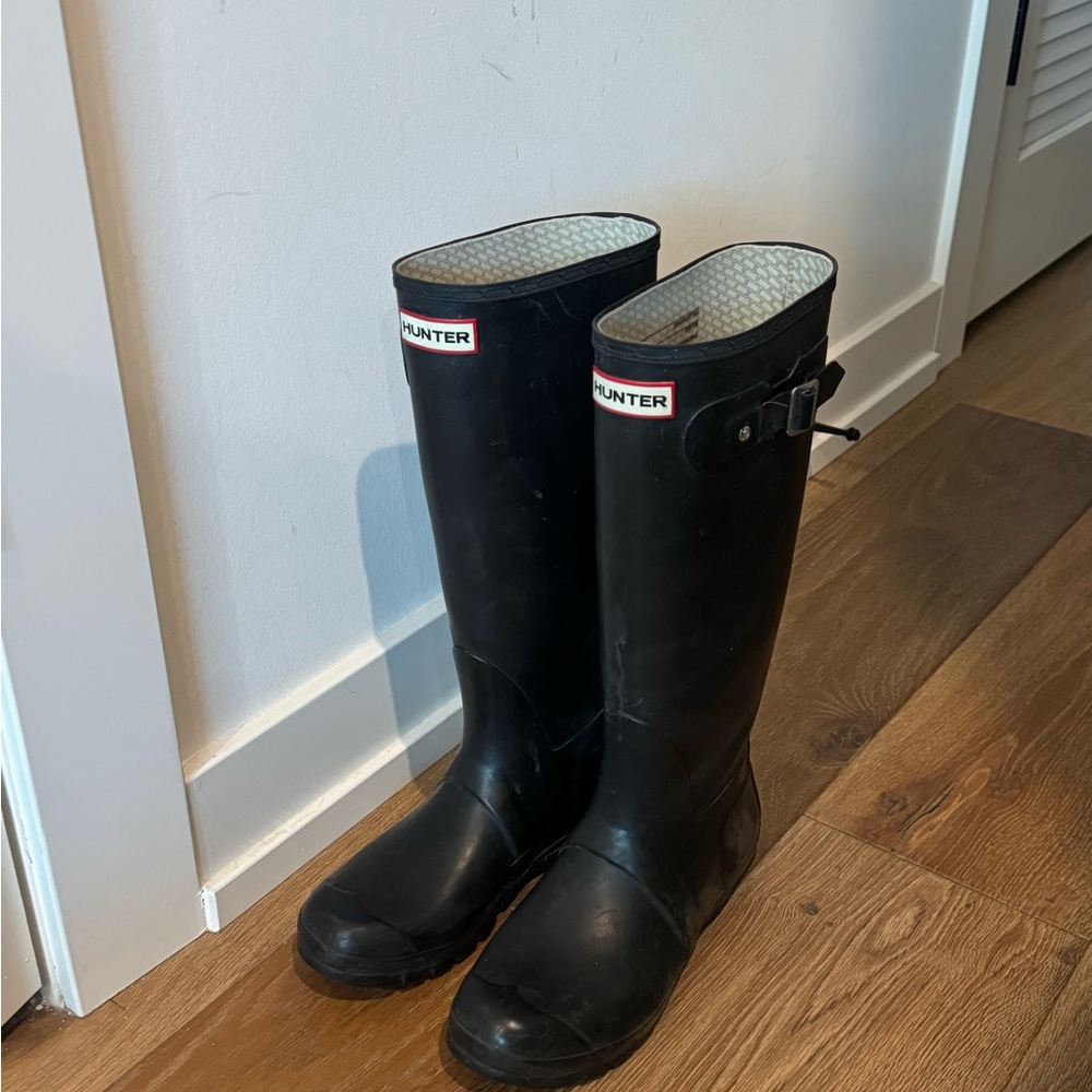 Hunter Black Interior Label Boots